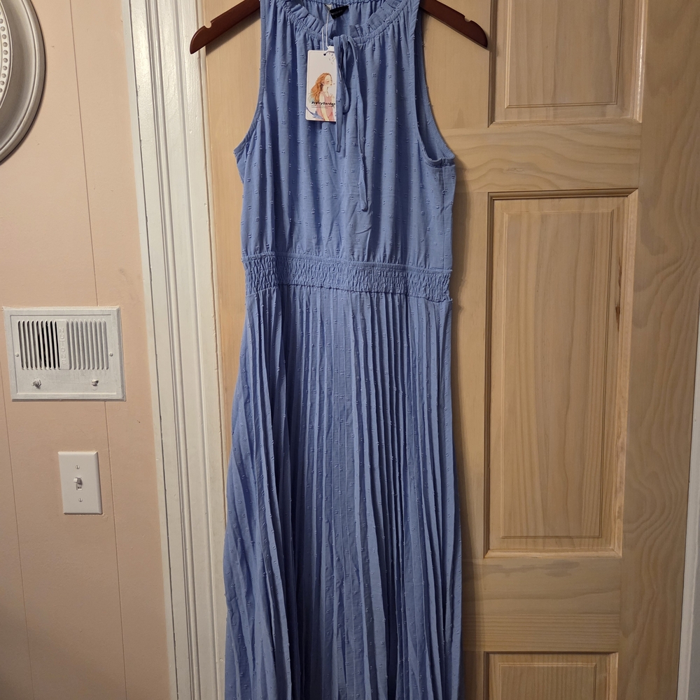 Chic Sleeveless Blue Maxi Dress